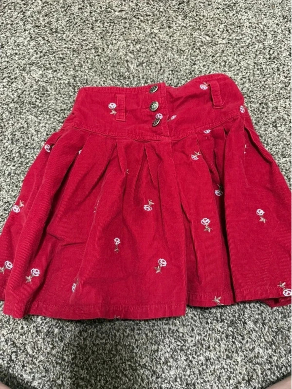 Vintage McKids Girls Size 5 Red Corduroy Floral Skirt McDonalds Kids